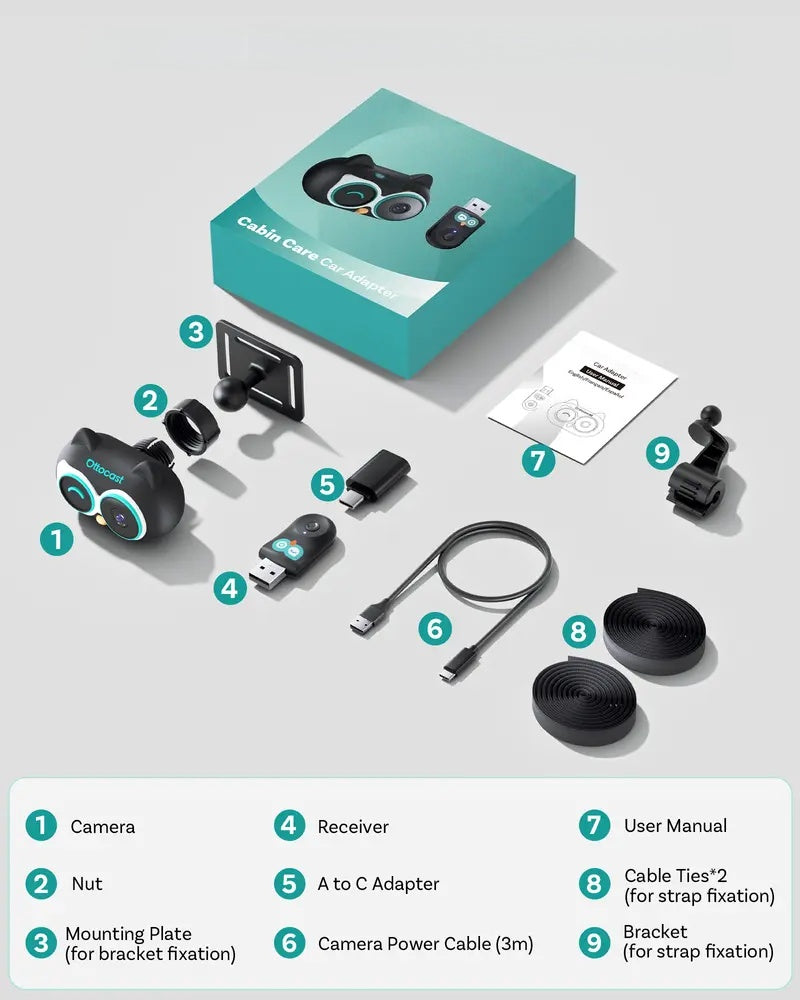 ✨Baby Car Camera &Wireless CarPlay Adapter